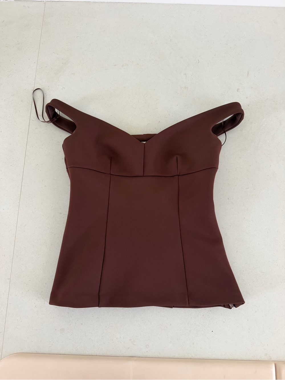 Zara Chocolate Brown Off-Shoulder Sweetheart Camisole